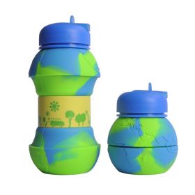 w550ML Collapsible Water Bottles Outdoor Sports Fold Water Cup Silicone Leakproof Portable Kettle Travel Children Adult Bottle (Capacity: 550ML, Color: D)