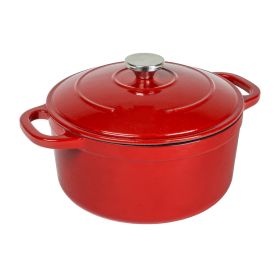 Cast Iron;  6.5 Quart Enameled Cast Iron Dutch Oven (Color: Red)